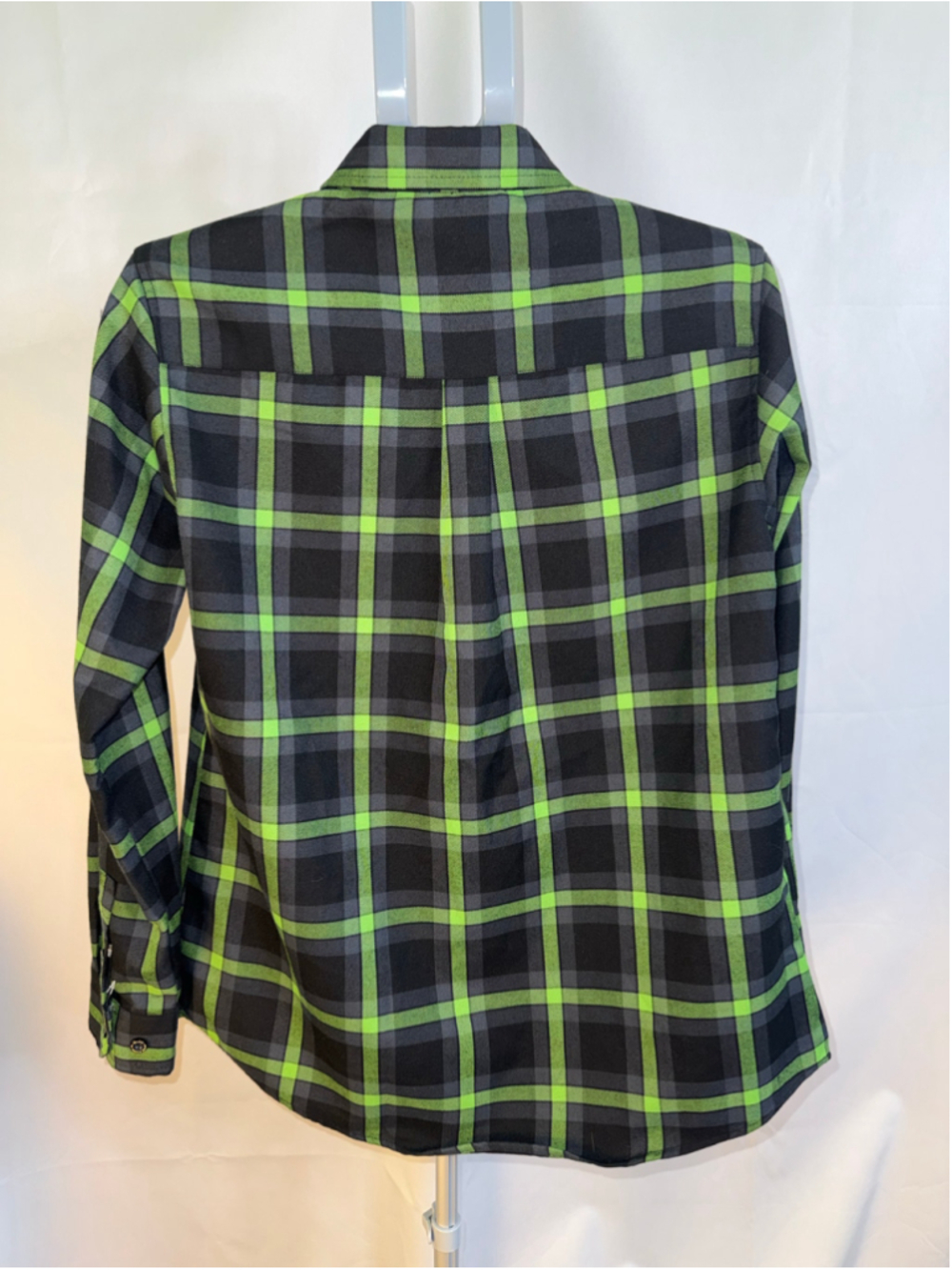 Women’s Dixxon The Shifter Flannel Shirt Size L Black Green Plaid - Picture 2 of 6